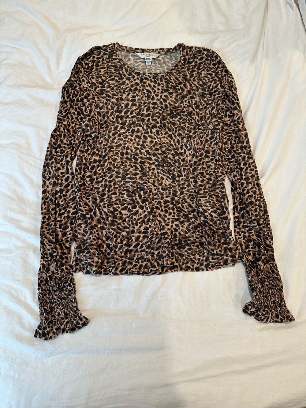 LK Bennett Brown Leopard Print Long Sleeve Top